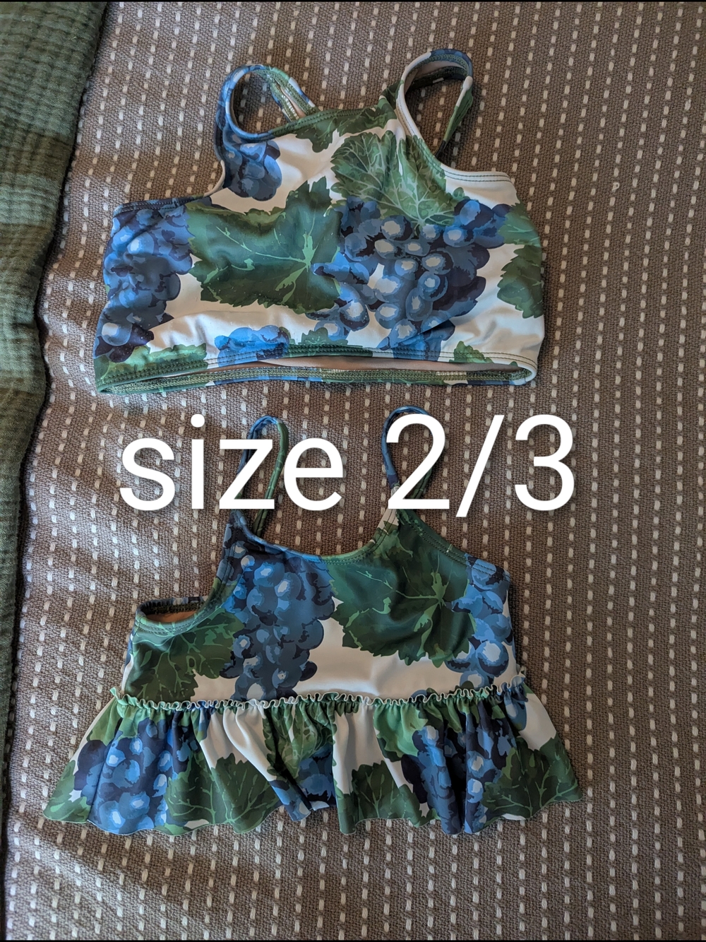Kortni Jeane Girls Grape Print Swim Set - Blue & Green